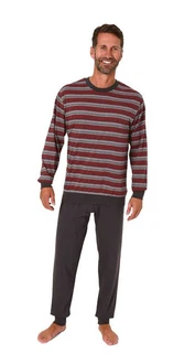 Normann Pyjama Herren langarm Schlafanzug Dunkelrot/Rot/Bordeaux/Braun