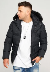 behype Steppjacke BHADLYR Schwarz/Grau/Dunkelgrau