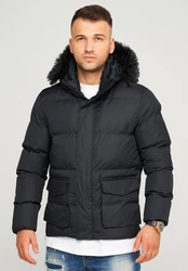 behype Steppjacke BHADLYR Schwarz/Grau/Dunkelgrau