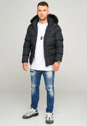 behype Steppjacke BHADLYR Schwarz/Grau/Dunkelgrau