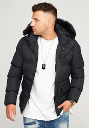 behype Steppjacke BHADLYR Schwarz/Grau/Dunkelgrau