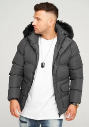 behype Steppjacke BHADLYR Dunkelgrau/Grau/Dunkelblau