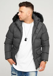 behype Steppjacke BHADLYR Dunkelgrau/Grau/Dunkelblau