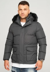 behype Steppjacke BHADLYR Dunkelgrau/Grau/Dunkelblau