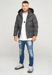 behype Steppjacke BHADLYR Dunkelgrau/Grau/Dunkelblau