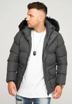 behype Steppjacke BHADLYR Dunkelgrau/Grau/Dunkelblau