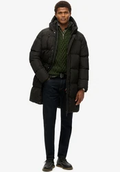 Superdry Steppjacke HOODED SPORTS PUFFER MID JKT schwarz/black