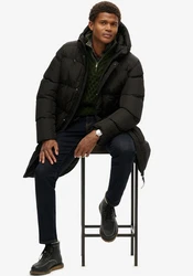 Superdry Steppjacke HOODED SPORTS PUFFER MID JKT schwarz/black