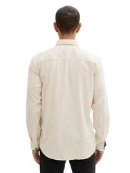 TOM TAILOR Langarmhemd Khaki/Beige/Weiß