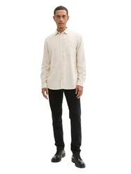 TOM TAILOR Langarmhemd Khaki/Beige/Weiß