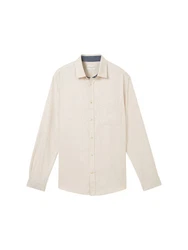 TOM TAILOR Langarmhemd Khaki/Beige/Weiß