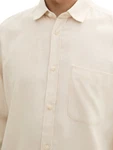 TOM TAILOR Langarmhemd Khaki/Beige/Weiß