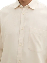 TOM TAILOR Langarmhemd Khaki/Beige/Weiß