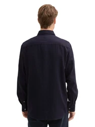 TOM TAILOR Langarmhemd Dunkelblau/Hellblau
