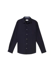 TOM TAILOR Langarmhemd Dunkelblau/Hellblau