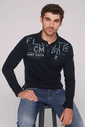 CAMP DAVID Poloshirt Langarmshirt marine/opal/wei