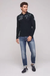 CAMP DAVID Poloshirt Langarmshirt marine/opal/wei