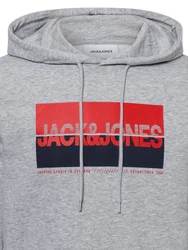 Jack & Jones Kapuzenpullover JJNolan navy / graumeliert / rot