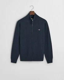 Strickjacke SUPERFINE LAMBSWOOL ZIP CARDIGAN, DARK NAVY MELANGE