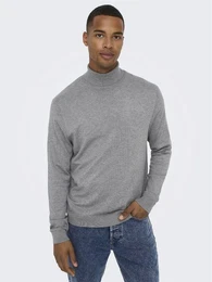 Strickpullover Polo Langarm Shirt Basic Pullover ONSWYLER 5619 in Grau-3