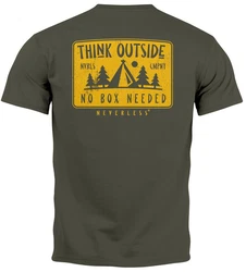 Neverless Print-Shirt Herren T-Shirt Backprint Spuch Think Outside Dunkelgrün/Khaki/Grün