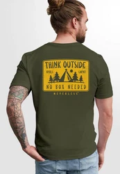 Neverless Print-Shirt Herren T-Shirt Backprint Spuch Think Outside Dunkelgrün/Khaki/Grün