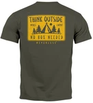 Neverless Print-Shirt Herren T-Shirt Backprint Spuch Think Outside Dunkelgrün/Khaki/Grün