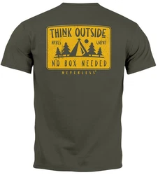 Neverless Print-Shirt Herren T-Shirt Backprint Spuch Think Outside Dunkelgrün/Khaki/Grün