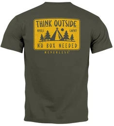 Print-Shirt Herren T-Shirt Backprint SpuchThink Outside Rckenaufdruck Wald mit Print