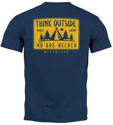 Neverless Print-Shirt Herren T-Shirt Backprint Spuch Think Outside Dunkelblau/Blau/Hellblau