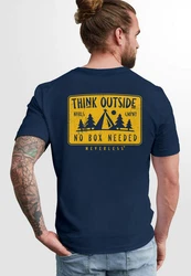 Neverless Print-Shirt Herren T-Shirt Backprint Spuch Think Outside Dunkelblau/Blau/Hellblau