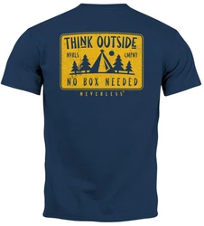 Neverless Print-Shirt Herren T-Shirt Backprint Spuch Think Outside Dunkelblau/Blau/Hellblau
