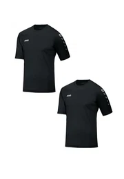 T-Shirt Trikot 2er-Set Kurzarm Rundhals Moderne Uni-Optik 7426 in Schwarz-2