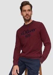 s.Oliver Strickpullover mit Logo in Melange-Optik Dunkelrot/Braun/Bordeaux/Rot