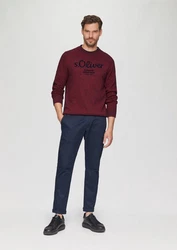 s.Oliver Strickpullover mit Logo in Melange-Optik Dunkelrot/Braun/Bordeaux/Rot