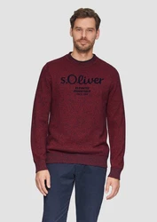 s.Oliver Strickpullover mit Logo in Melange-Optik Dunkelrot/Braun/Bordeaux/Rot