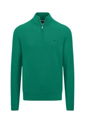 FYNCH-HATTON Strickpullover Troyer-Zip Dunkelgrün/Türkis/Grün