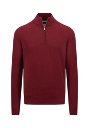FYNCH-HATTON Strickpullover Troyer-Zip Dunkelrot/Bordeaux/Rot