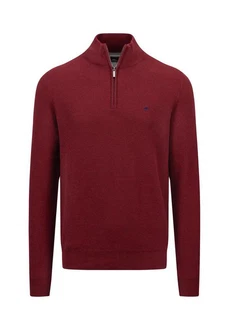 FYNCH-HATTON Strickpullover Troyer-Zip Dunkelrot/Bordeaux/Rot