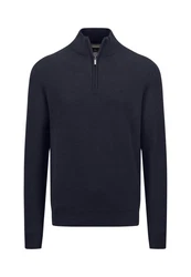 FYNCH-HATTON Strickpullover Troyer-Zip Dunkelblau/Blau