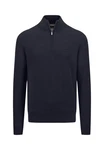 FYNCH-HATTON Strickpullover Troyer-Zip Dunkelblau/Blau