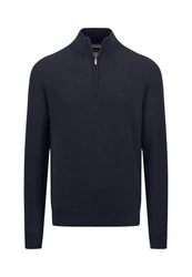 FYNCH-HATTON Strickpullover Troyer-Zip Dunkelblau/Blau