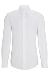 BOSS Langarmhemd Slim-Fit Hank Hemd Weiß/Grau/Creme