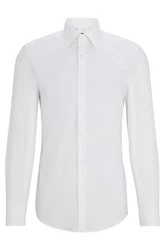 BOSS Langarmhemd Slim-Fit Hank Hemd Weiß/Grau/Creme