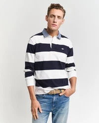 GANT Poloshirt REG CHAMBRAY STRIPE HEAVY RUGGER Hellblau/Dunkelblau/Blau/Weiß