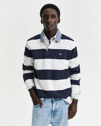 GANT Poloshirt REG CHAMBRAY STRIPE HEAVY RUGGER Hellblau/Dunkelblau/Blau/Weiß