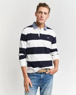 GANT Poloshirt REG CHAMBRAY STRIPE HEAVY RUGGER Hellblau/Dunkelblau/Blau/Weiß
