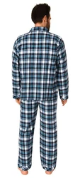 Normann Pyjama Herren Flanell Schlafanzug Blau/Hellblau