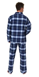 Normann Pyjama Herren Flanell Schlafanzug Blau/Dunkelblau/Hellblau