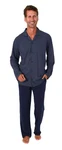 Normann Herren Langarm Pyjama zum Durchknöpfen Blau/Dunkelblau/Grau
